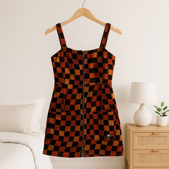 Vans Jagger Corduroy Dress Womens Sm Checkerboard Full Zip Pockets Casual Skater - Picture 1 of 8